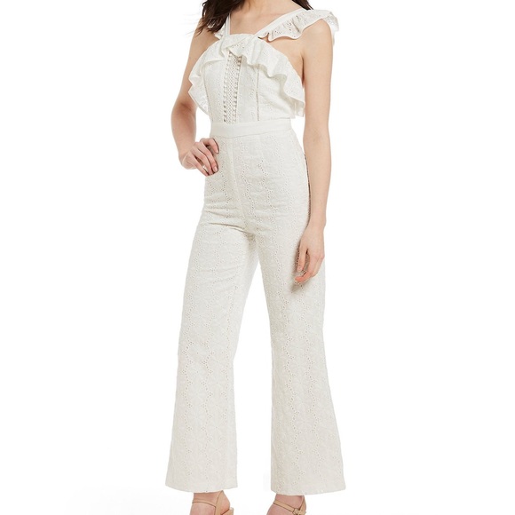 Gianni Bini Pants - Gianni Bini Fiona Eyelet Flare Leg Jumpsuit